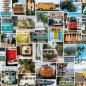 Preview: Dekostoff Halbpanama mit Bulli, Fotocollage in Bunt, Nahaufnahme der Oberfläche